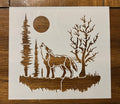 Howling at the moon wolf stencil