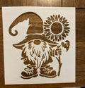 Gnome holding sunflower stencil
