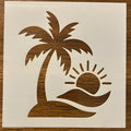 Palm tree and sunset stencil