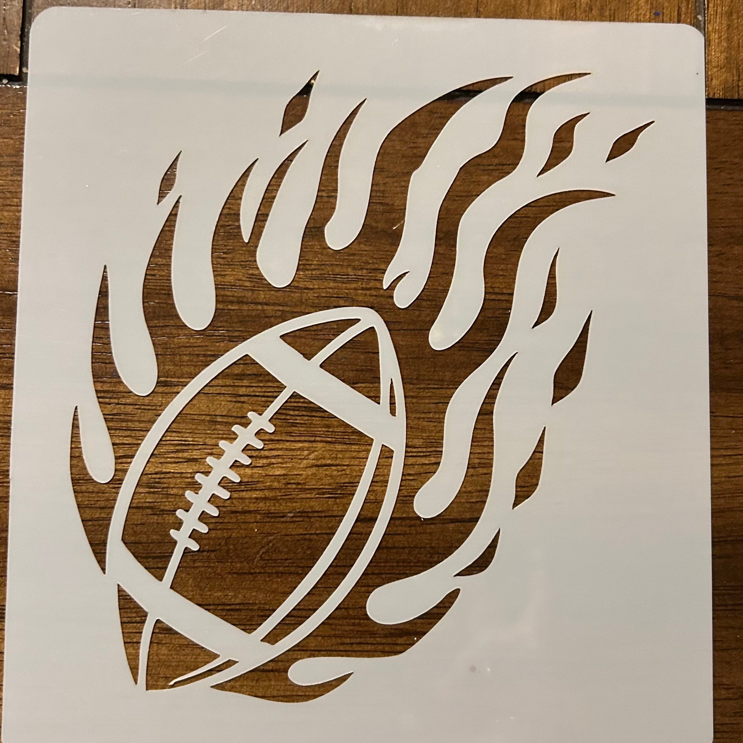  Football and Flames Reusable Mylar Stencil – 10 MIL