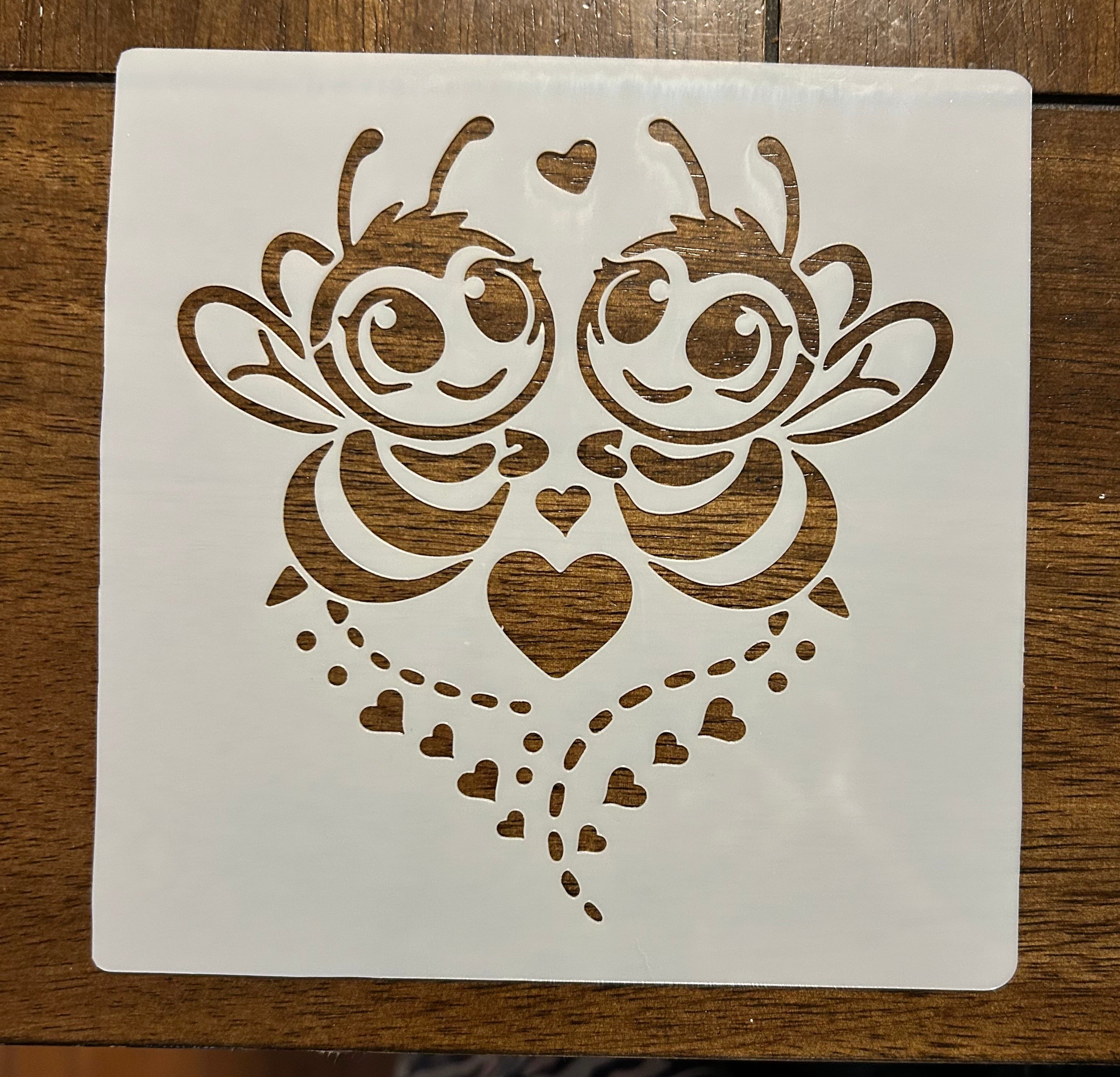 Bees Cute and Happy  Design Durable Reusable 10 MIL Mylar Painting Stencil