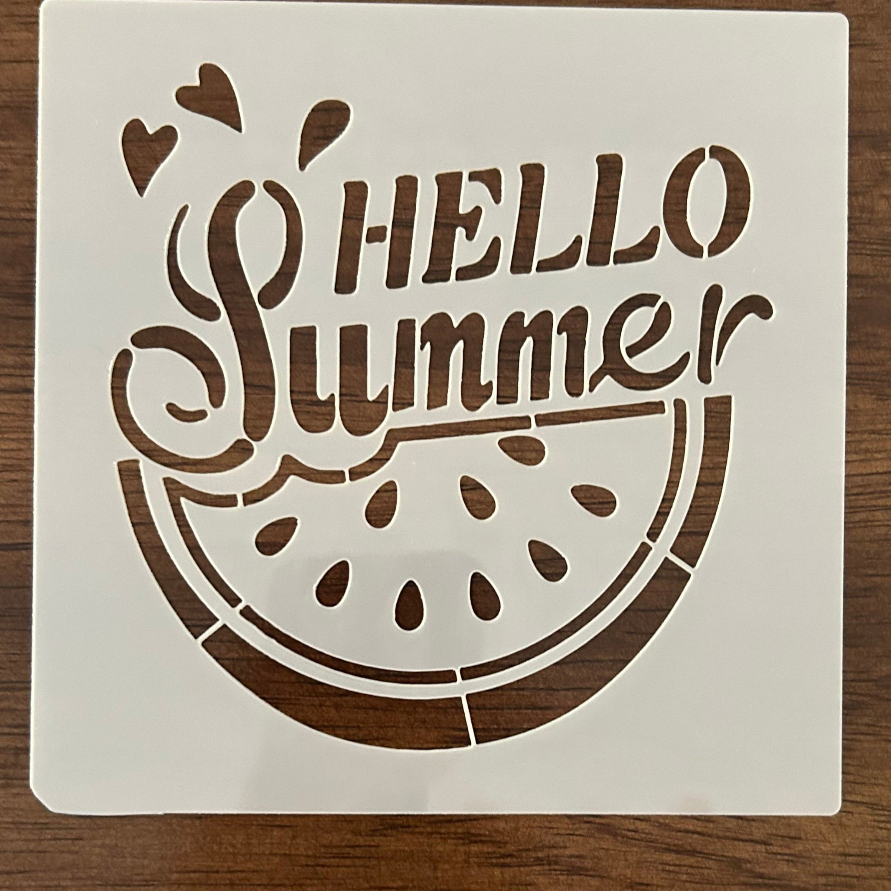  stencil with 'Hello Summer' 