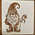Stencil of a gnome with a flower
