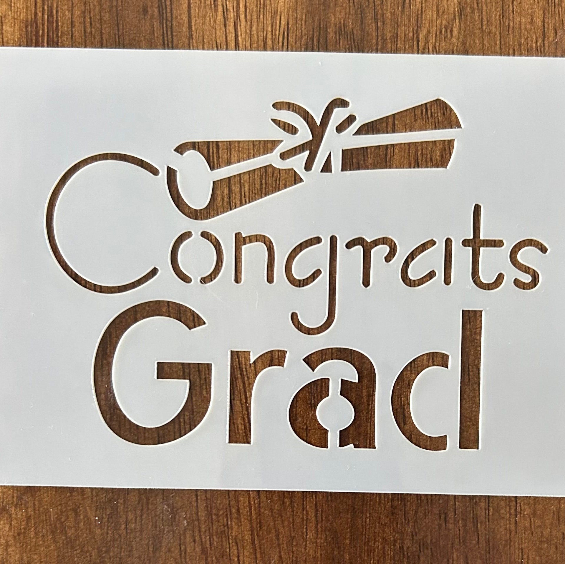 'Congrats Grad' text Stencil