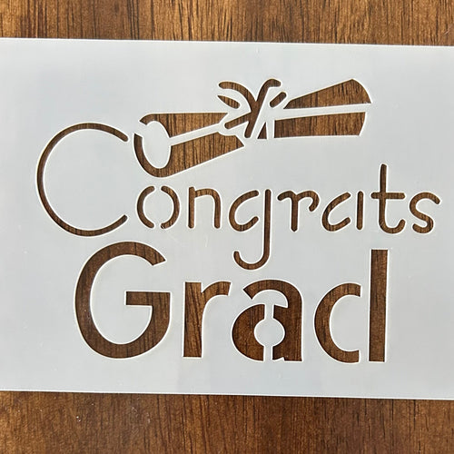 'Congrats Grad' text Stencil