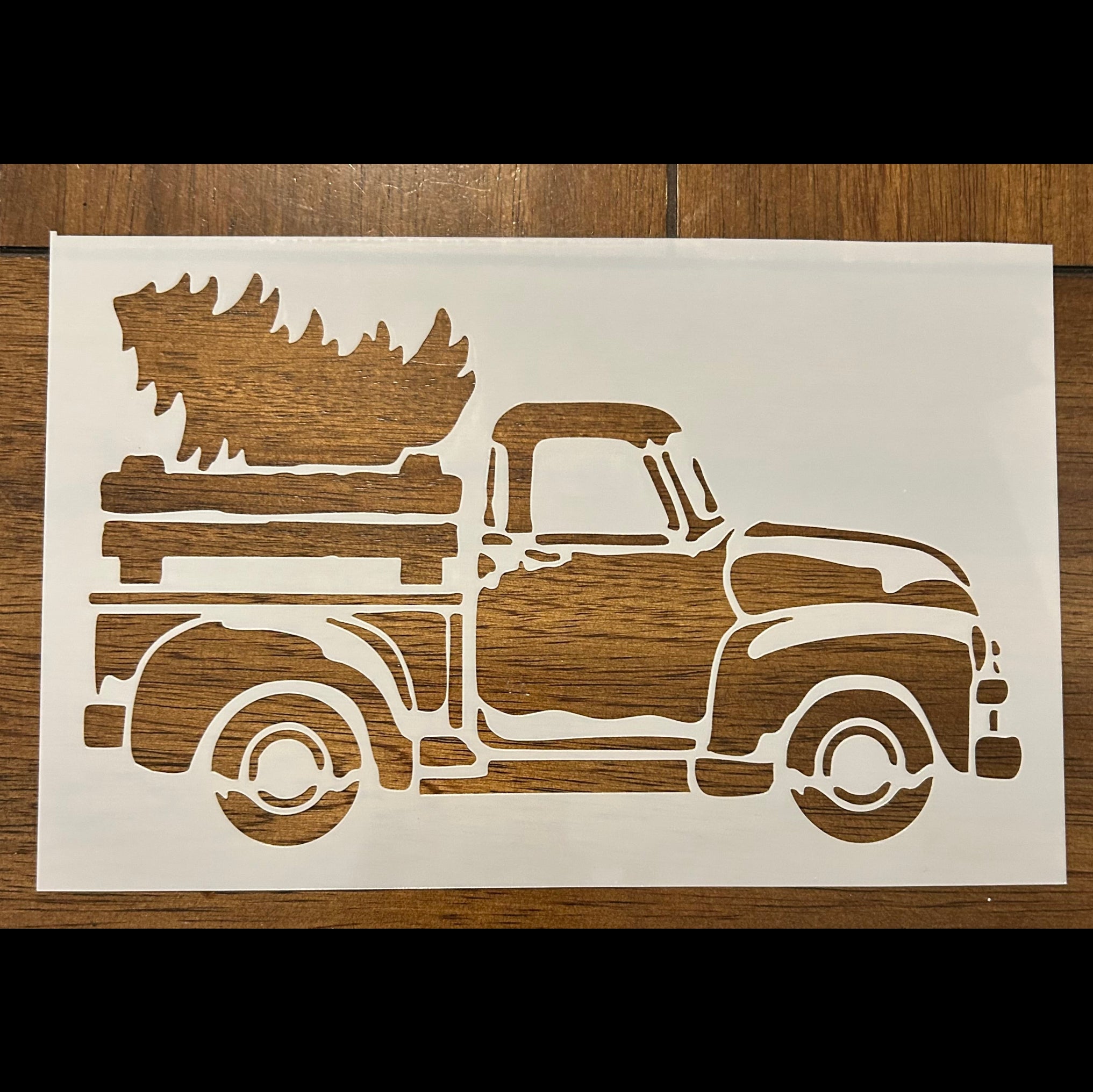 Vintage truck Christmas tree stencil