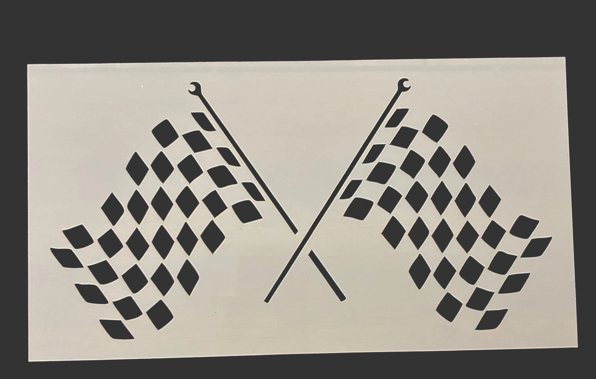 Racing checkered flags stencil