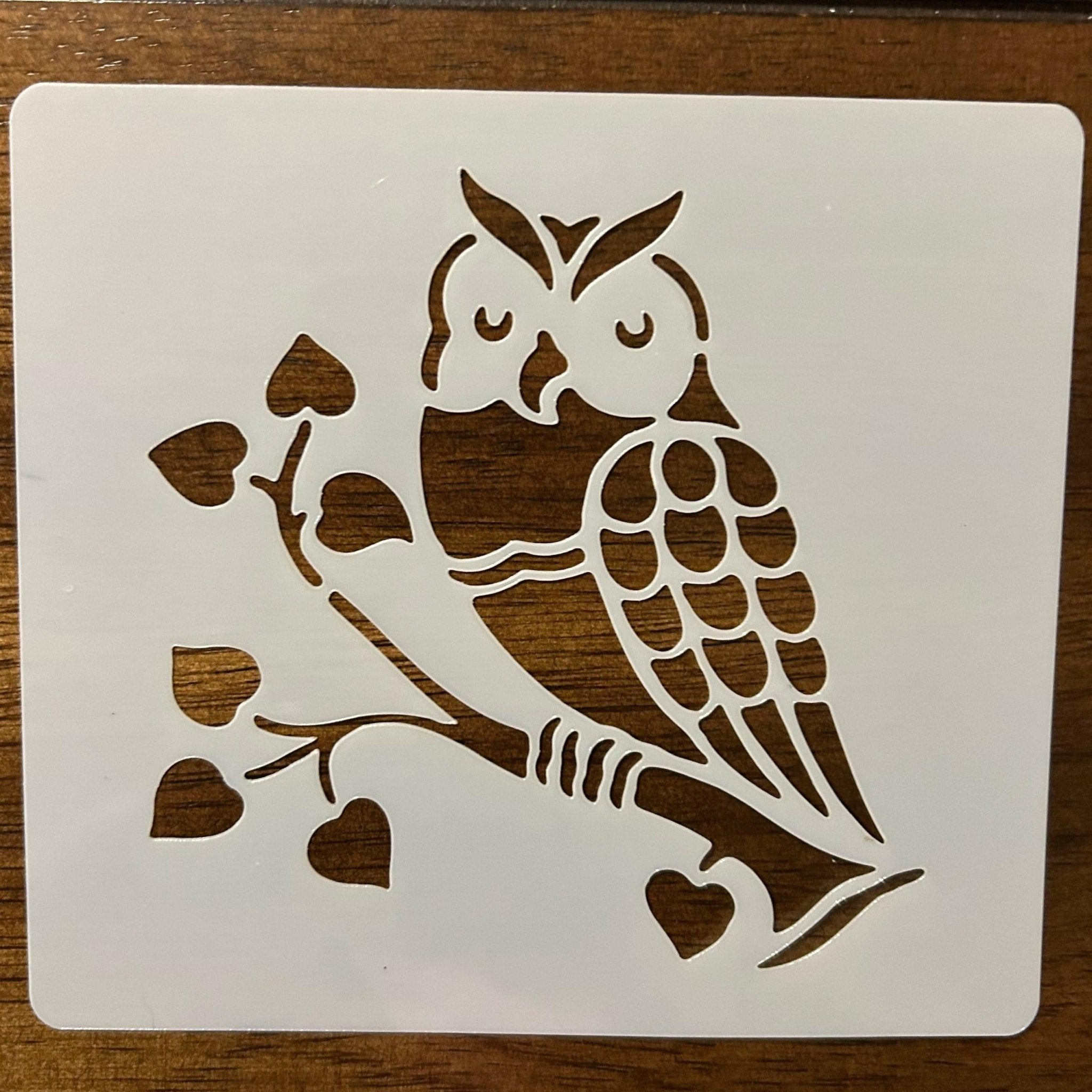 Cute Owl Sitting On A Tree Limb Reusable 10 MIL Laser Cut Mylar Stencil Painting