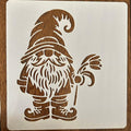Stencil of a gnome with a flower
