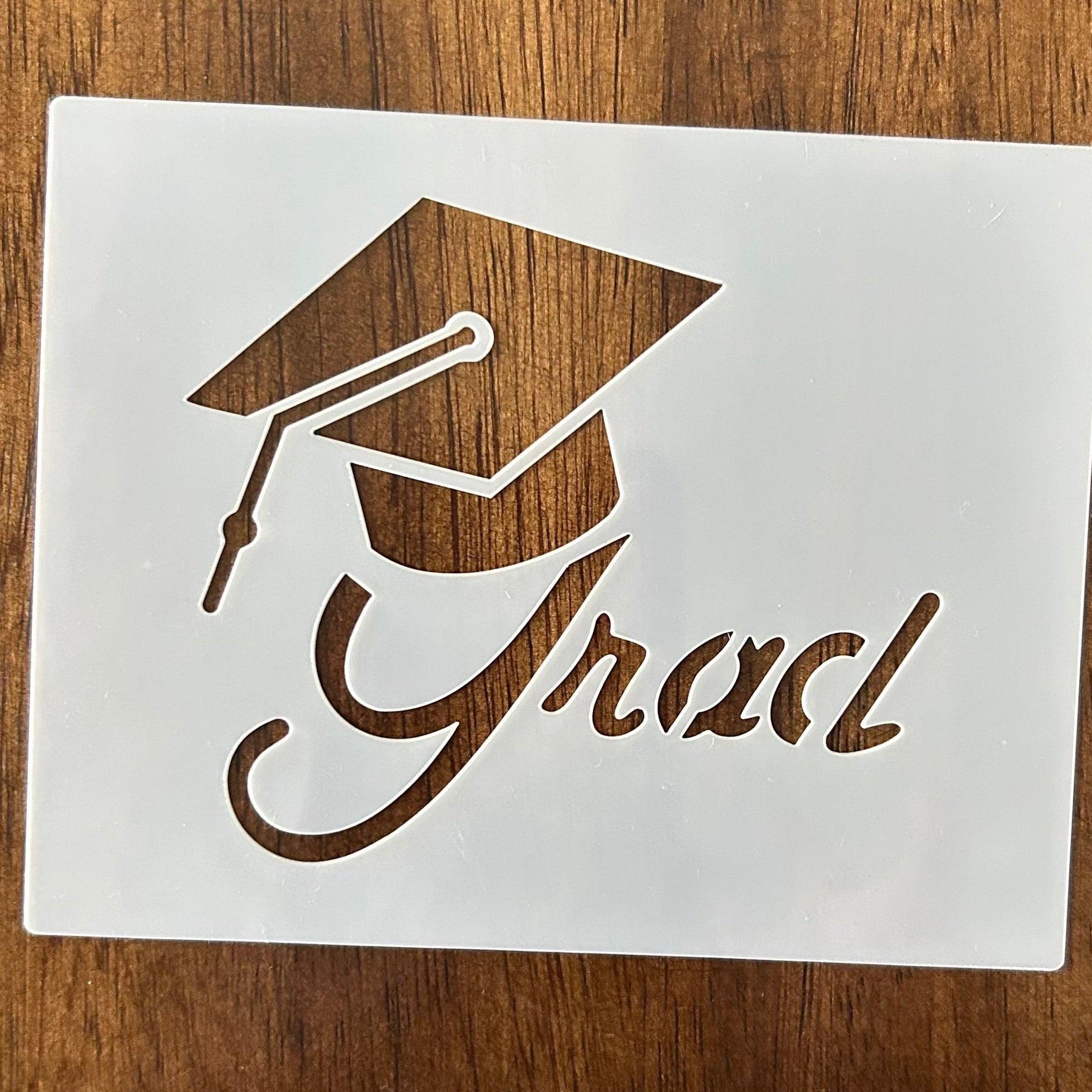 Graduation Hat Grad Durable Reusable 10 MIL Mylar Painting Stencil Template