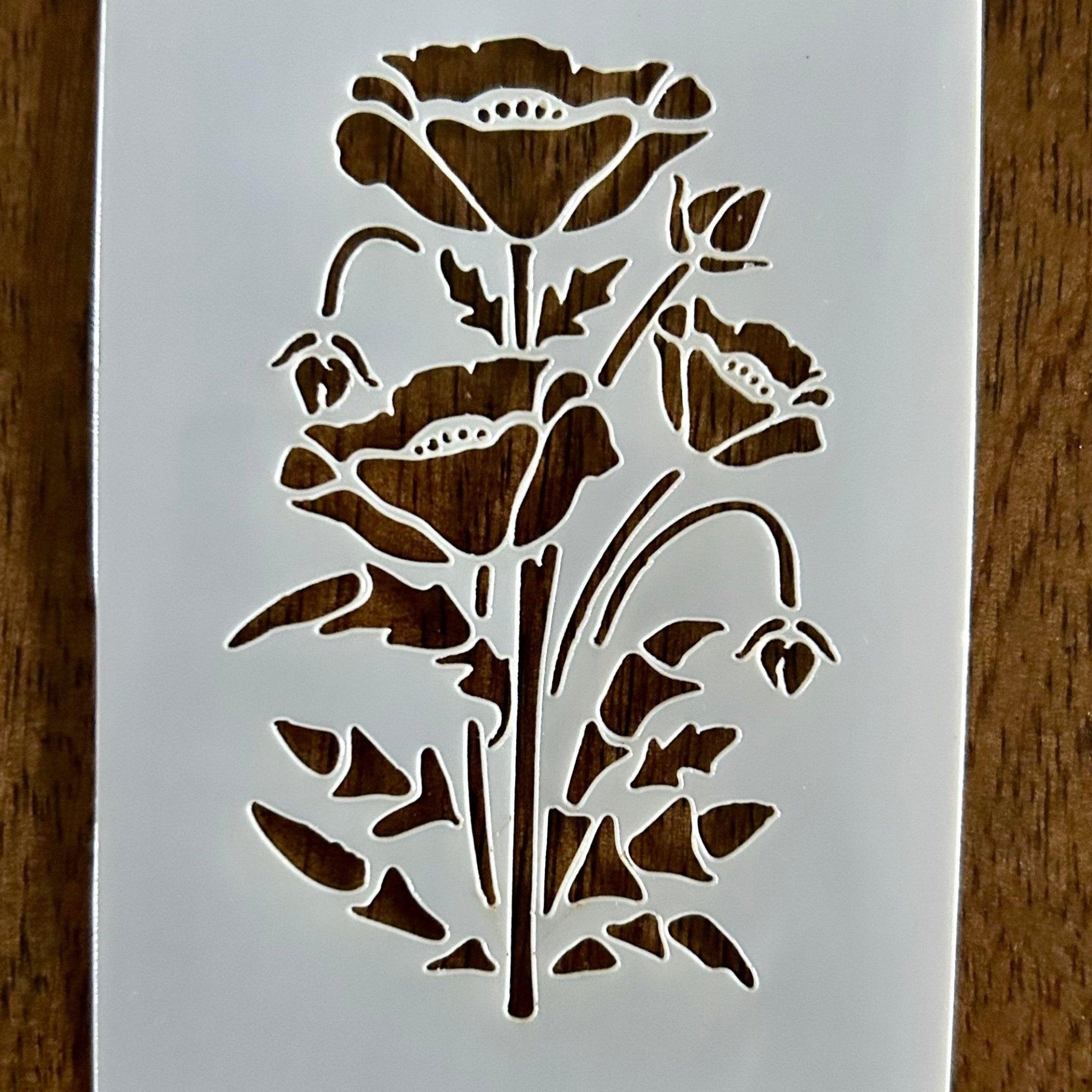 Poppies Floral Design Durable Reusable 10 MIL Mylar Painting Stencil Template