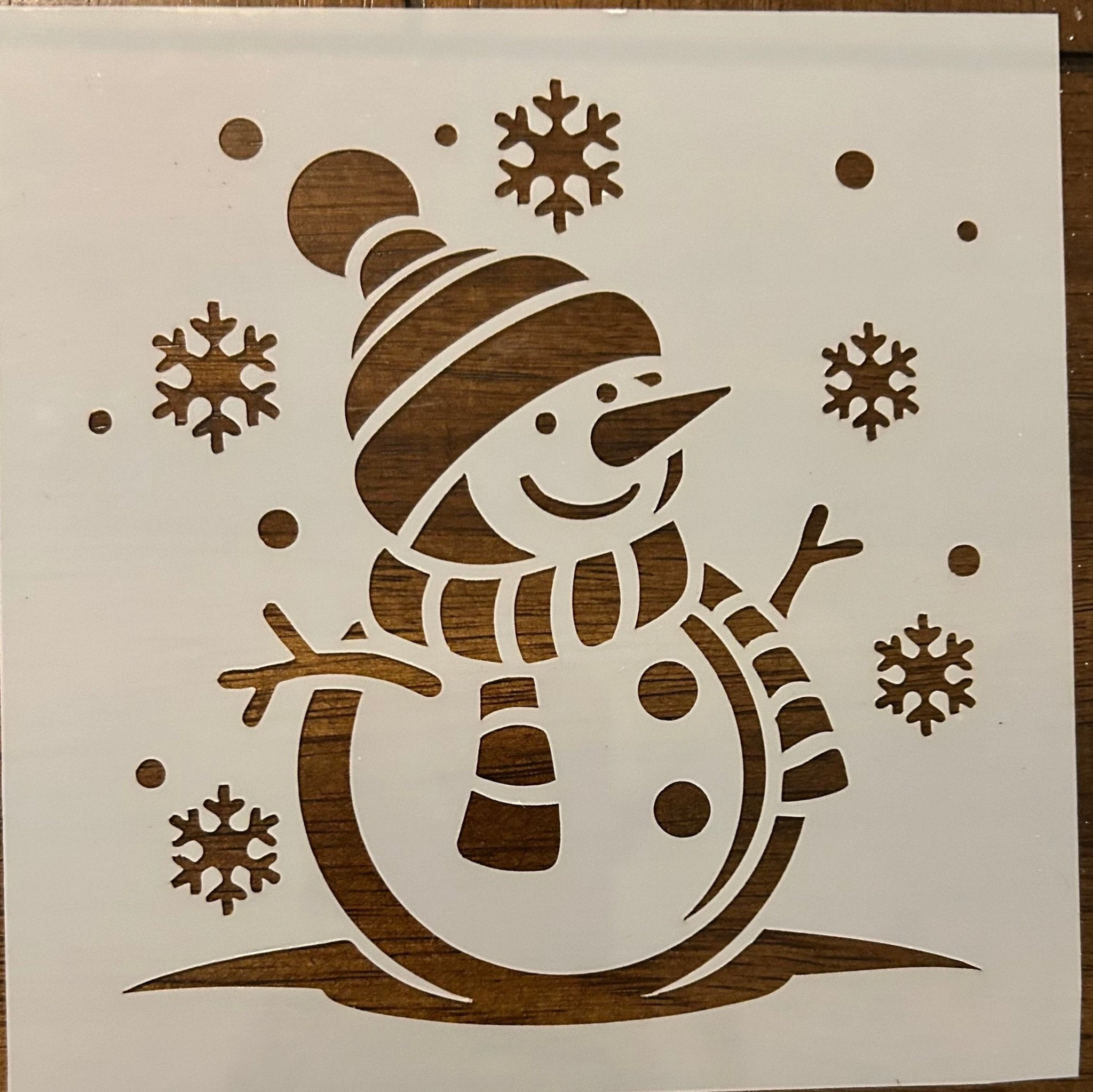 snowman and flakes stencil