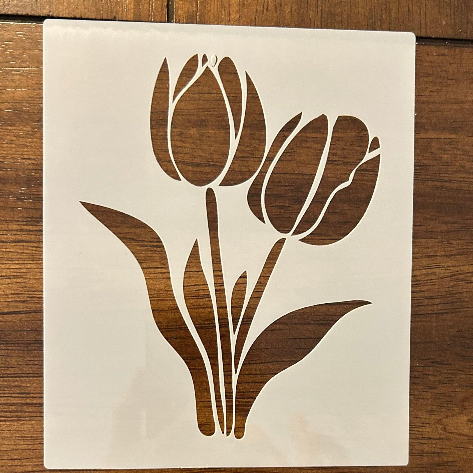 Tulip Floral Design Durable Reusable 10 MIL Mylar Painting Stencil Template