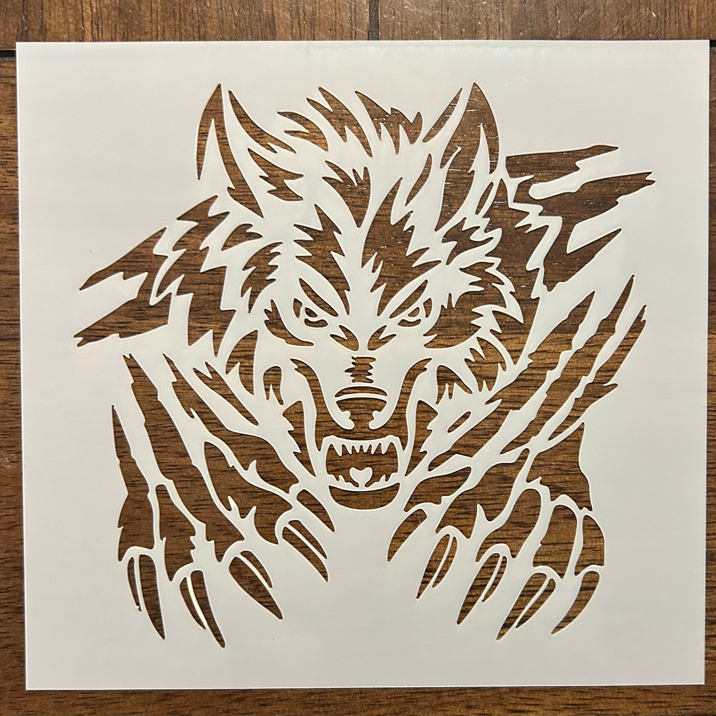wolf and claws stencil